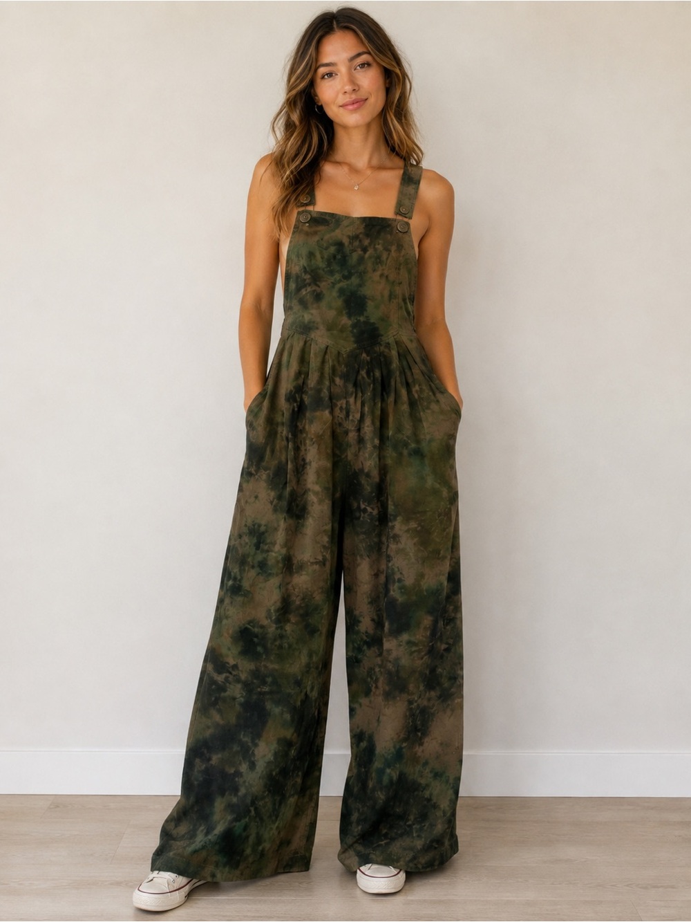 Halo Fabric & Dye Tie Dye Wide Leg Overalls Small Boho